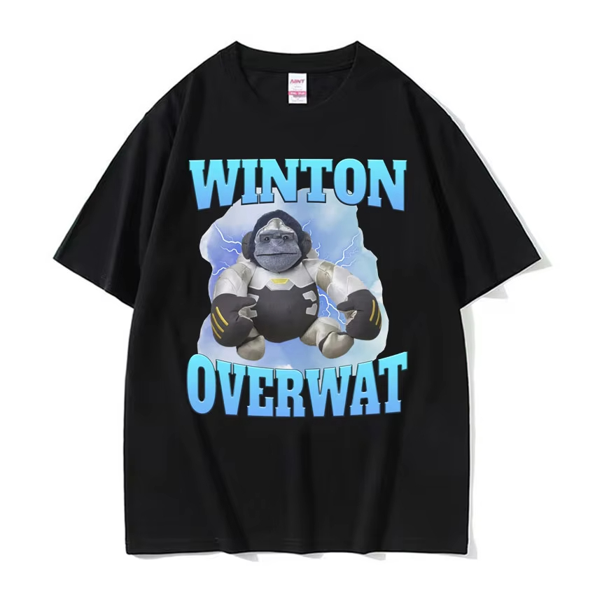 Retro Gaming Meme - วินตัน โอเวอร์วอต มีมตลก เสื้อยืดเกมมิ่งผู้ชาย คุณภาพสูง เสื้อยืดลำลองทรงโอเวอร์ไซส์