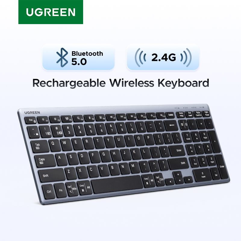 Retro Gaming Mac - UGREEN คีย์บอร์ดไร้สายบลูทูธ 5.0&2.4G 99 ปุ่มกดภาษารัสเซีย/EN สำหรับแมคบุค
