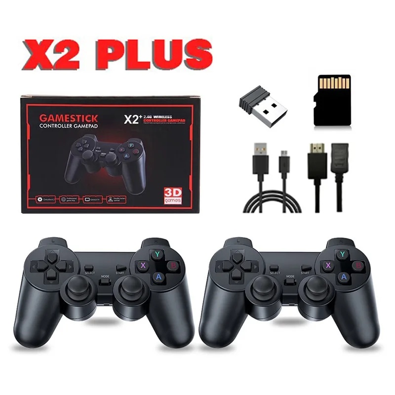 Retro Gaming X2 - เครื่องเล่นวิดีโอเกมย้อนยุค X2 Plus 128G แบบพกพา โครงสีแดง