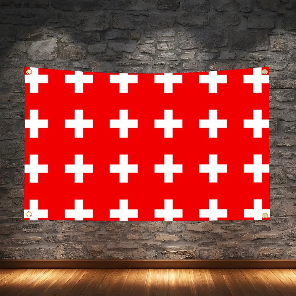 Retro Gaming Banner - ธงสวิตเซอร์แลนด์แบบย้อนยุค 1 ชิ้น สำหรับแขวนผนังห้องนอน ห้องเล่นเกม ตกแต่งสวยงาม