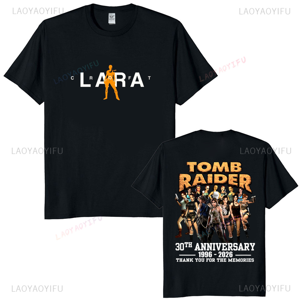 Retro Gaming Gifts - เสื้อยืดวินเทจทอมบ์ไรเดอร์ฉลองครบรอบ 30 ปี รุ่นยูนิเซ็กซ์ ปี 1996-2026