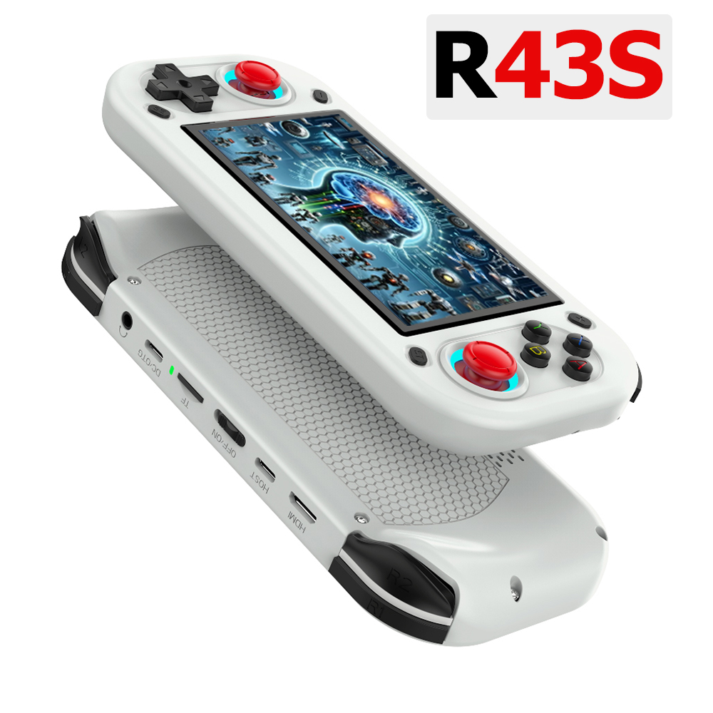 Retro Gaming Arcade Console - R43S Retro คอนโซลวิดีโอเกมมือถือเปิดระบบ Linux 4.3 นิ้วหน้าจอ