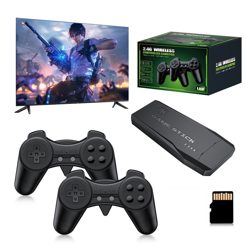 Retro Gaming Arcade Console - เครื่องเล่นเกมพกพา 4K Retro Game Stick พร้อมคอนโทรลเลอร์ไร้สาย