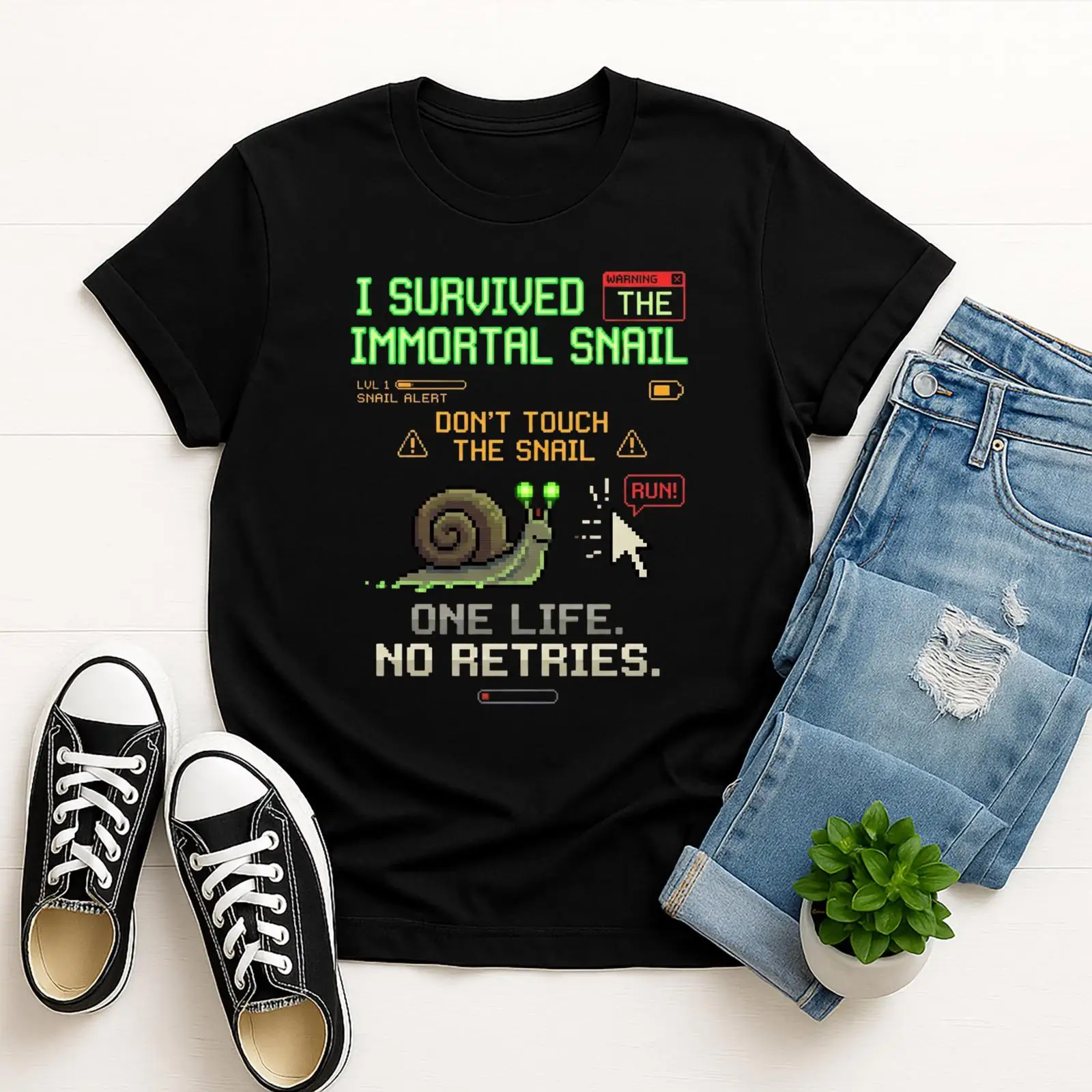 Retro Gaming Meme - เสื้อยืดลายมุกตลกๆ สไตล์เรโทร พิกเซลเกมมิ่ง อย่าสัมผัส ตลกขบขันสำหรับเกมเมอร์ เสื้อวินเทจ