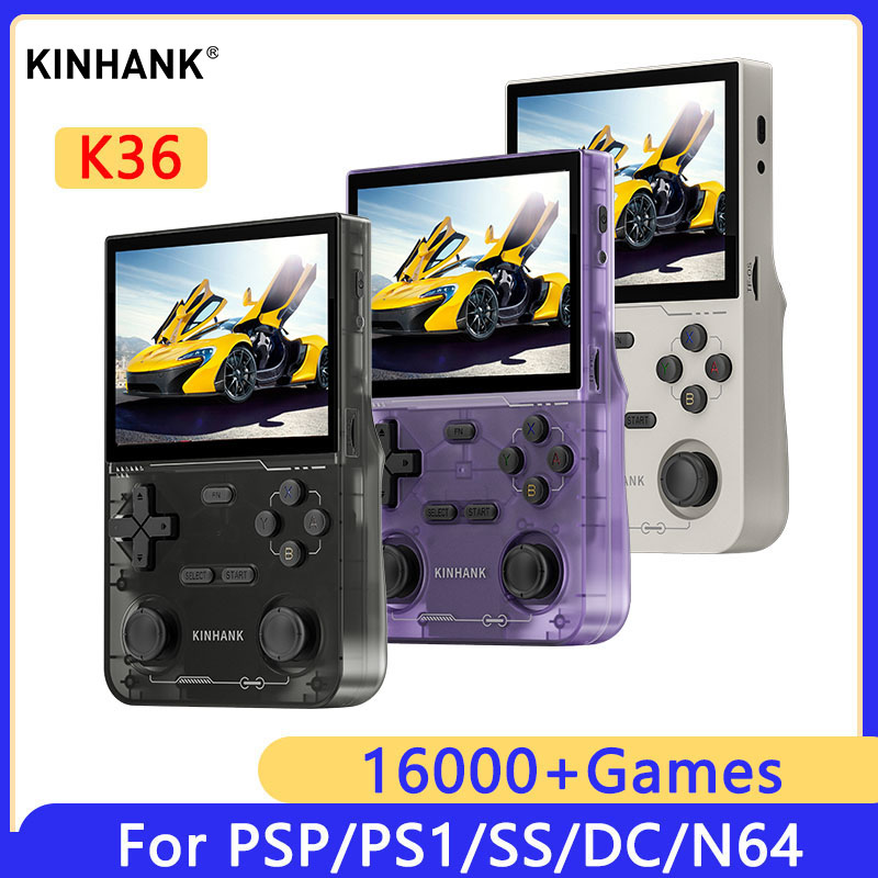 Retro Gaming Emulator - KINHANK K36 Retro คอนโซลวิดีโอเกมมือถือ 500nit หน้าจอ