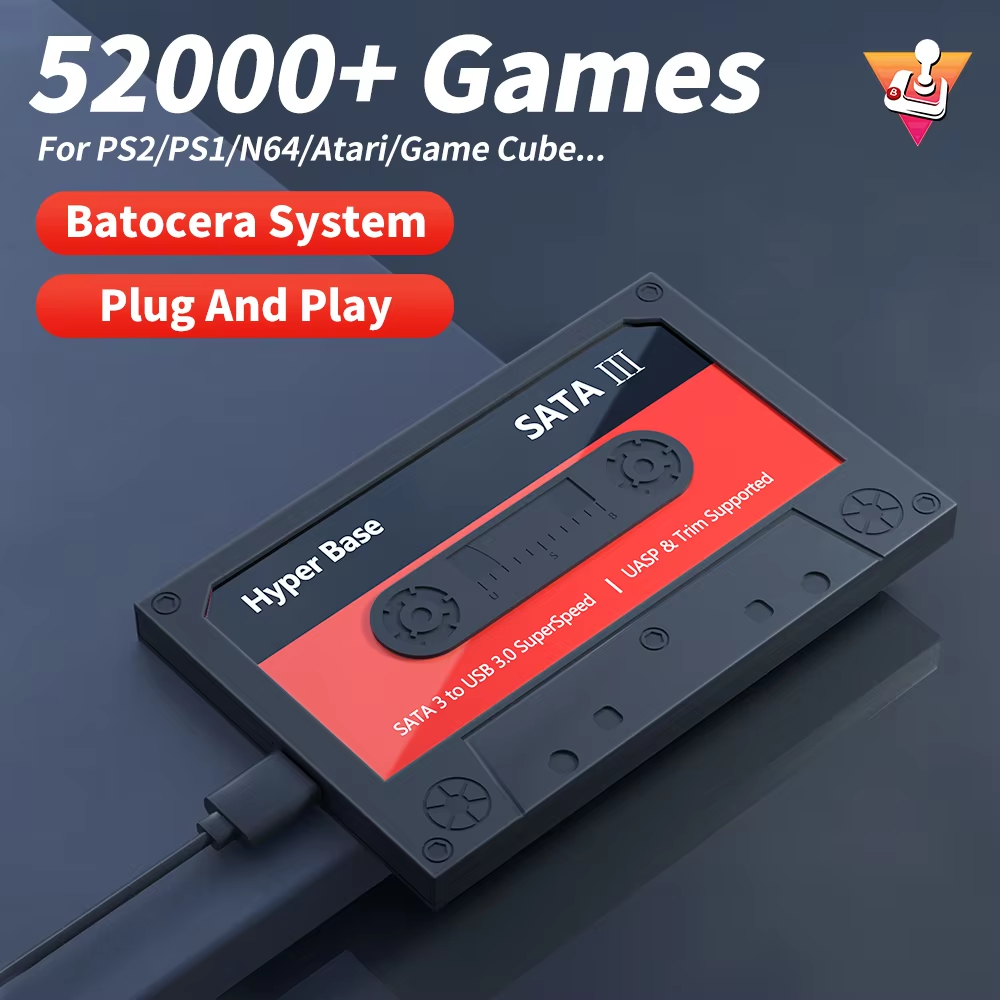 Retro Gaming Emulator Pc - Batocera 500G/2T Retro เกมฮาร์ดไดรฟ์ 52000 เกมภายนอกมือถือจําลอง