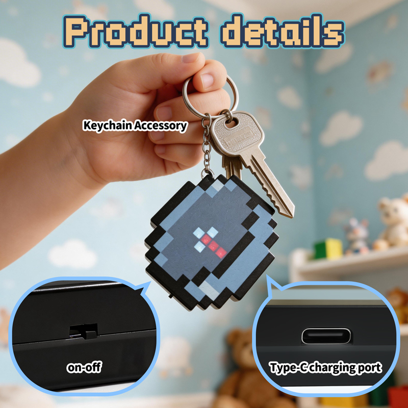 Retro Gaming Gifts - พวงกุญแจเข็มทิศพิกเซลแบบชาร์จใหม่ได้ รุ่นปี 2026 อุปกรณ์เสริมเกมย้อนยุคแบบพกพา ของตกแต่งสุดเท่ ของขวัญสำหรับเกมเมอร์