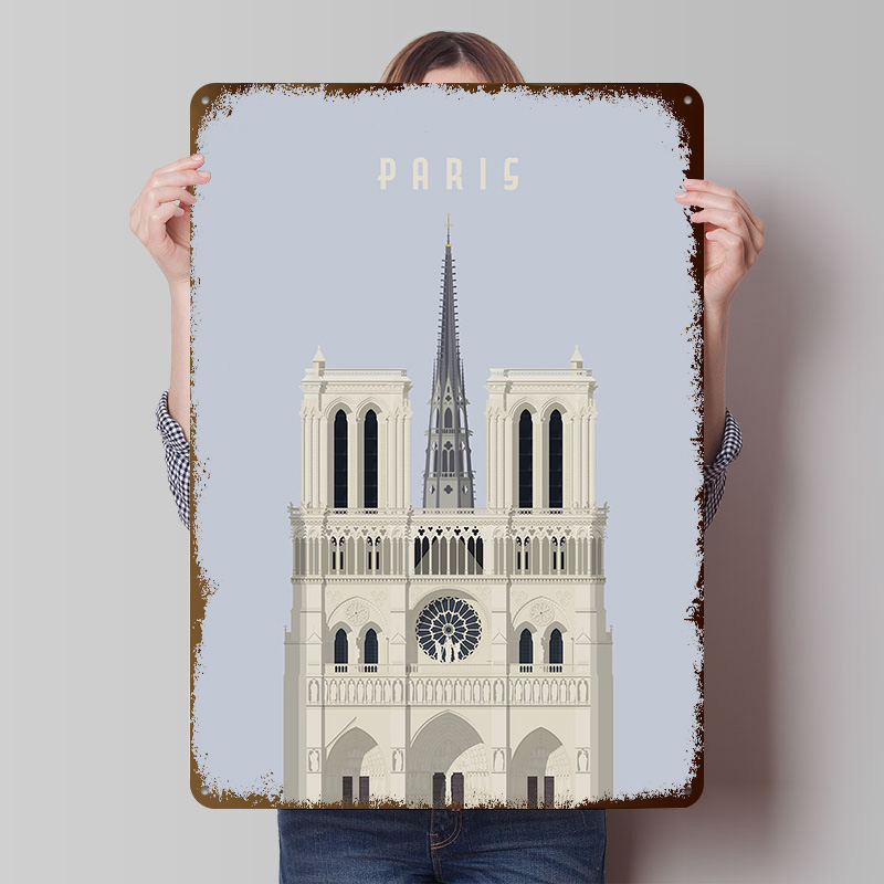 Retro Gaming Paris - โปสเตอร์โลหะลายการเดินทางในปารีส งานศิลปะติดผนังแบบกำหนดเอง ป้ายโลหะวินเทจ ป้ายโลหะย้อนยุค สำหรับตกแต่งสำนักงาน ตกแต่งบ้าน