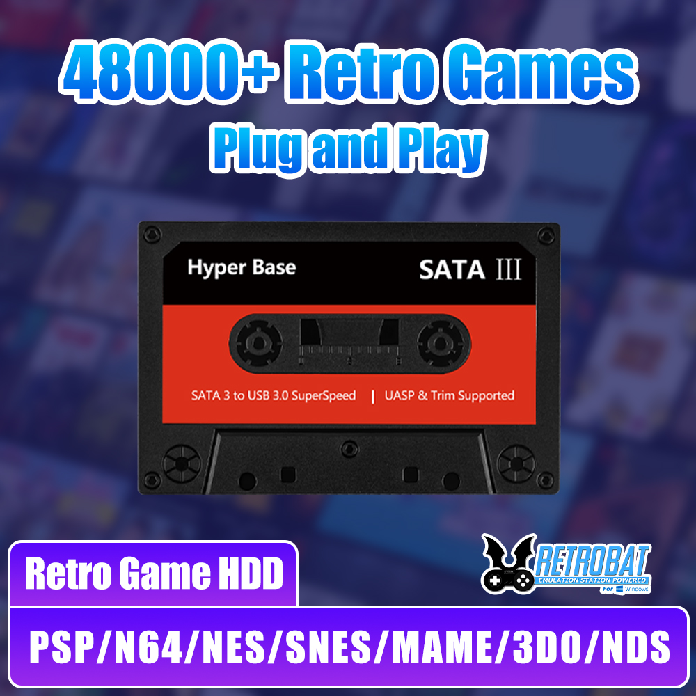 Retro Gaming Emulator Pc - ฮาร์ดไดรฟ์เกม Batocera 500G พร้อมเกมเรโทรในตัวกว่า 48,000 เกม